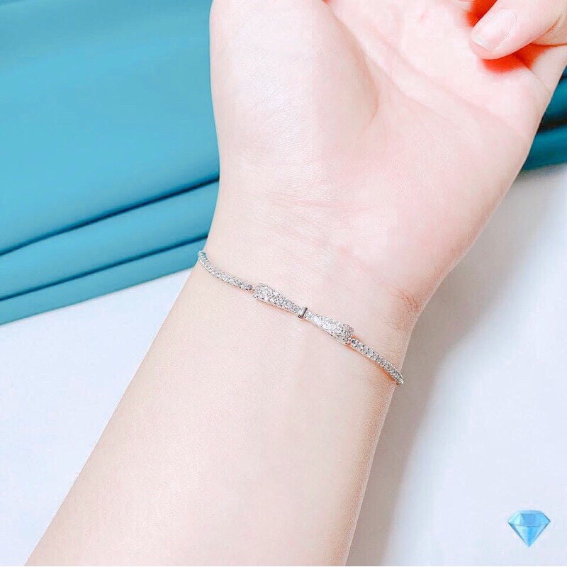 Lắc tay nơ bạc ý cao cấp có thể điều chỉnh dây LINH MIU SILVER