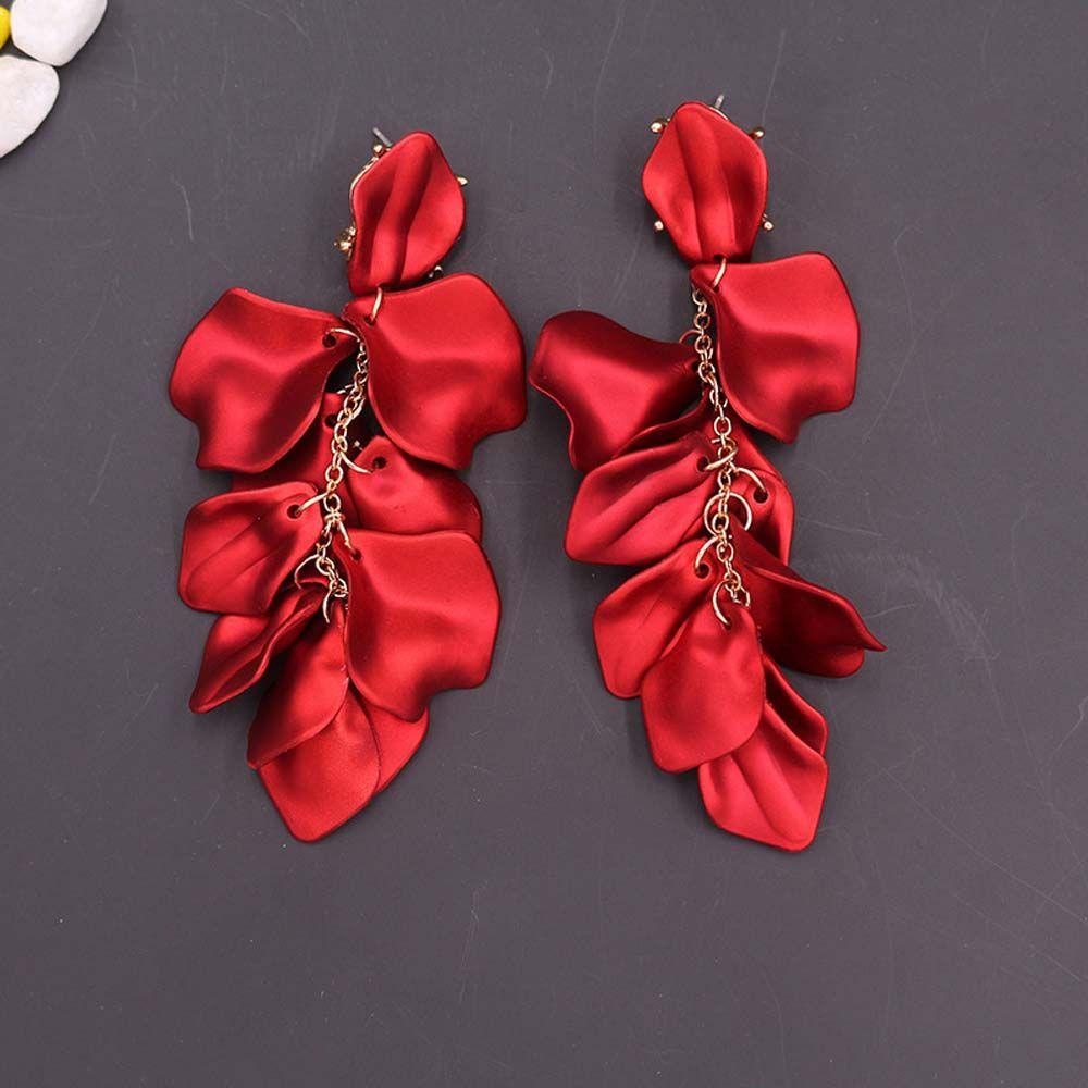 Khuyên Tai Tua Rua Dài Hình Cánh Hoa Chất Liệu Acrylic Và Kim Loại Phong Cách Cổ Điển
