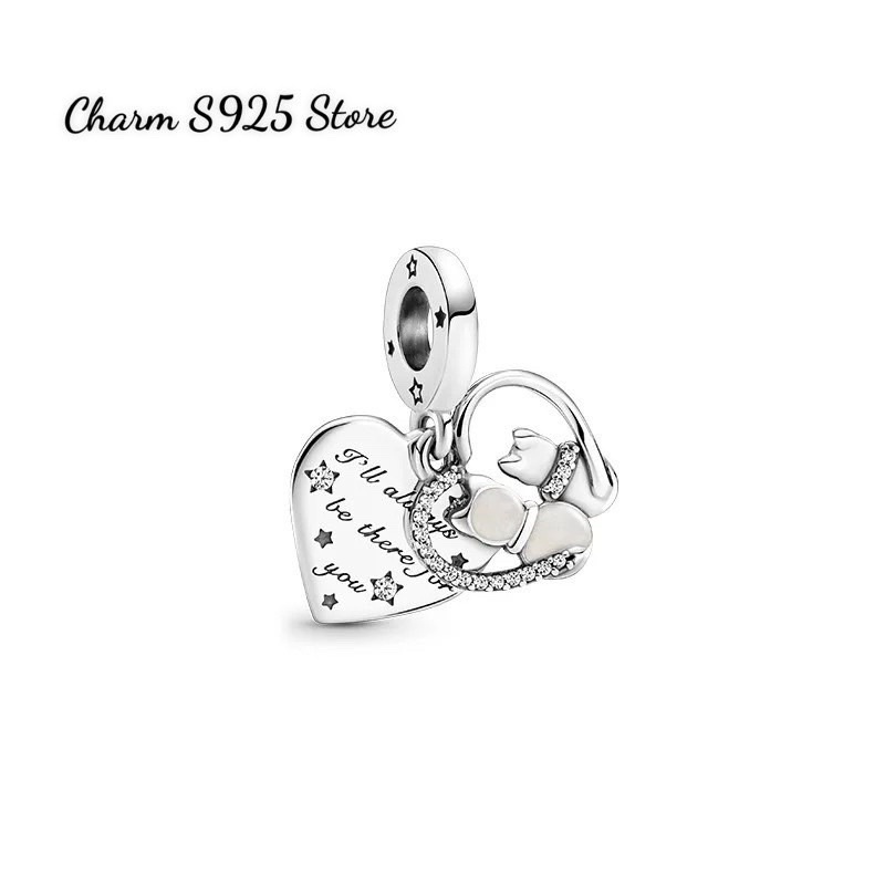 combo bộ vòng tay mix 5 hạt charm pan hoạ tiết mèo bạc s925