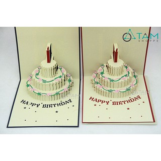 Thiệp sinh nhật 3D hình bánh sinh nhật độc đáo TTTM