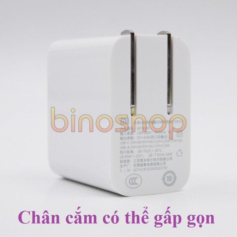 [Mã 159ELSALE hoàn 7% đơn 300K] Sạc nhanh Quick Charge 4.0 Xiaomi AD16ZM