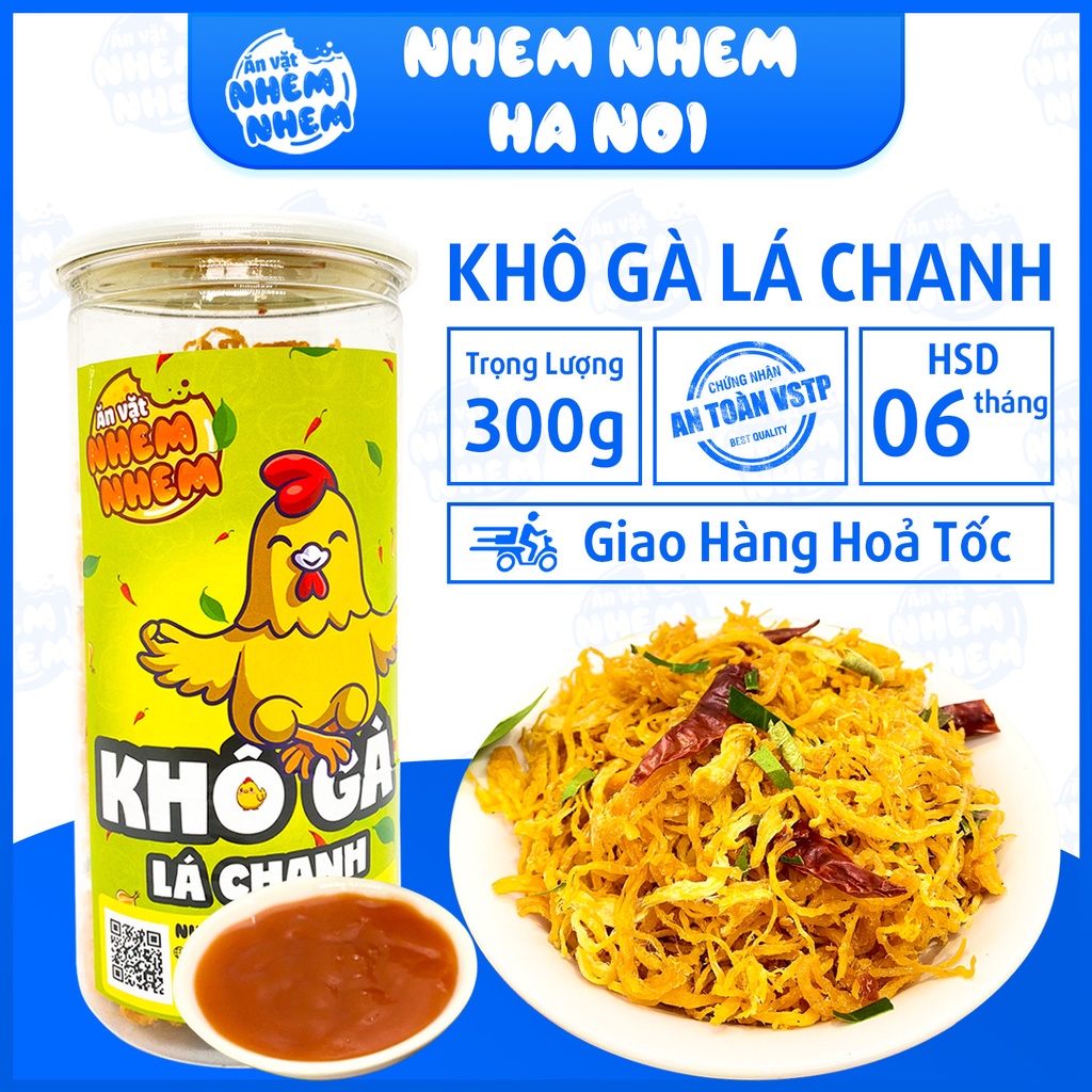 Khô gà lá chanh Nhem Nhem 300g Đồ ăn vặt Hà Nội vừa rẻ vừa ngon