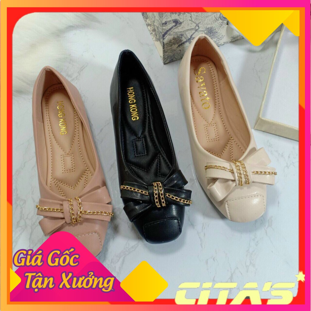 Giày nữ - Giày búp bê phối nơ các mẫu chất liệu da - Giày phối nơ cực xinh - Citashoes