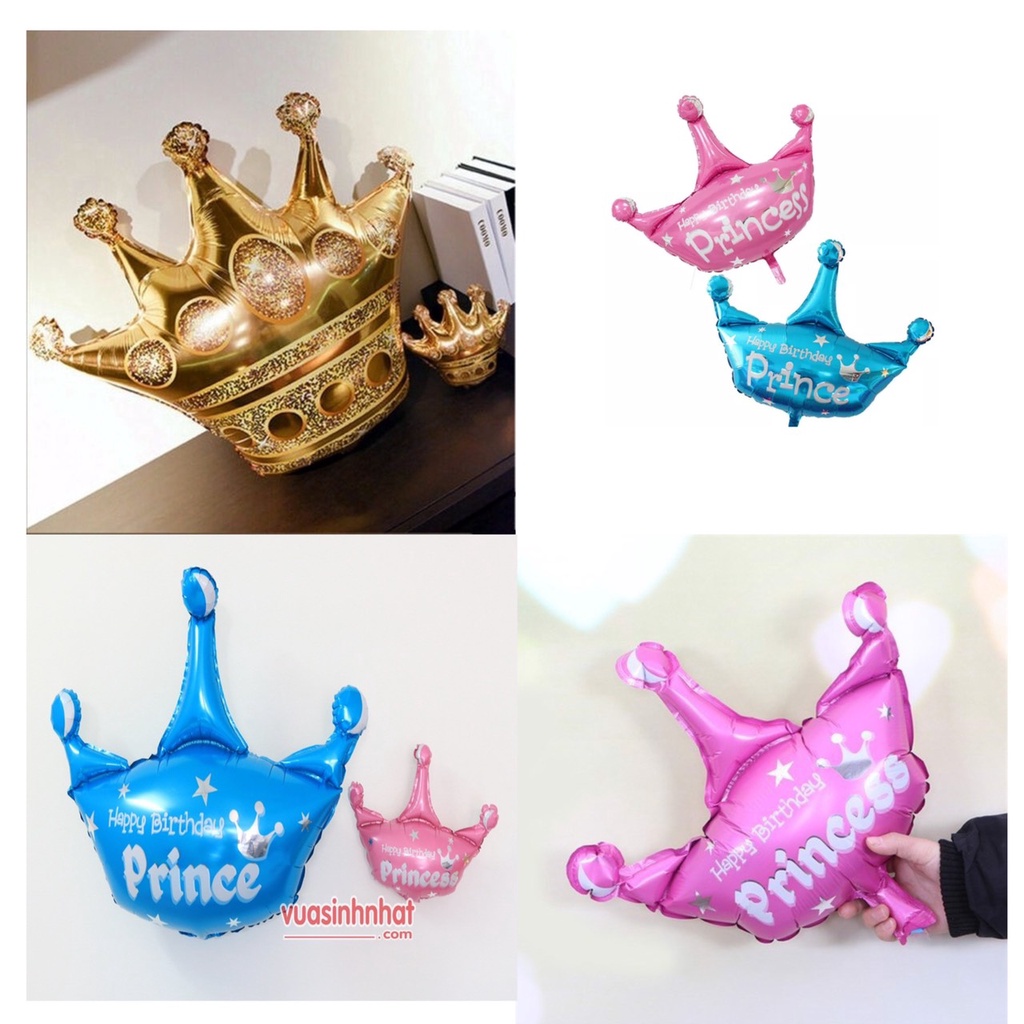 Bóng bay hình vương miện các mẫu, các size trang trí sinh nhật, thôi nôi, đầy tháng ĐT01