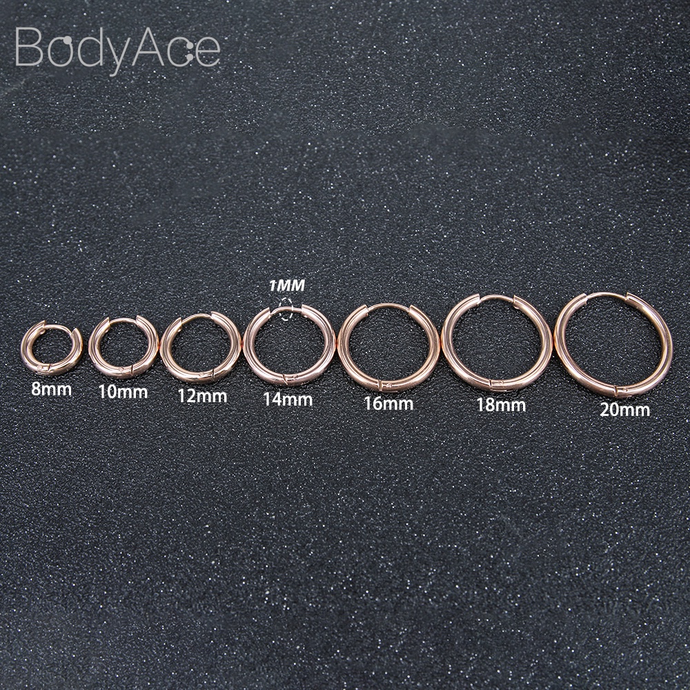 Set 2 Khuyên Tai Tròn Màu Đen Bằng Thép Không Gỉ