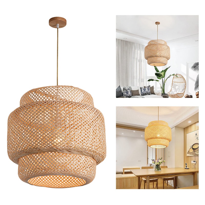 Chụp Đèn Treo Trần Nhà Bằng Tre Đan Tay Phong Cách Nhật Bản Cổ Điển Cho Teahouse B