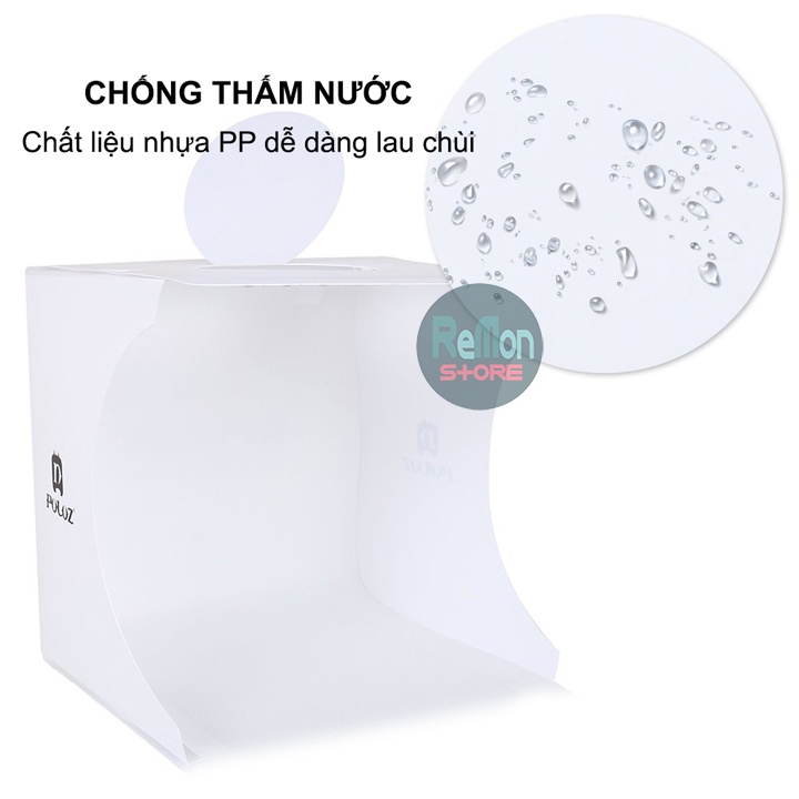 Hộp chụp sản phẩm Puluz 2 bảng LED 6 màu Backdrops size 24x23x22cm