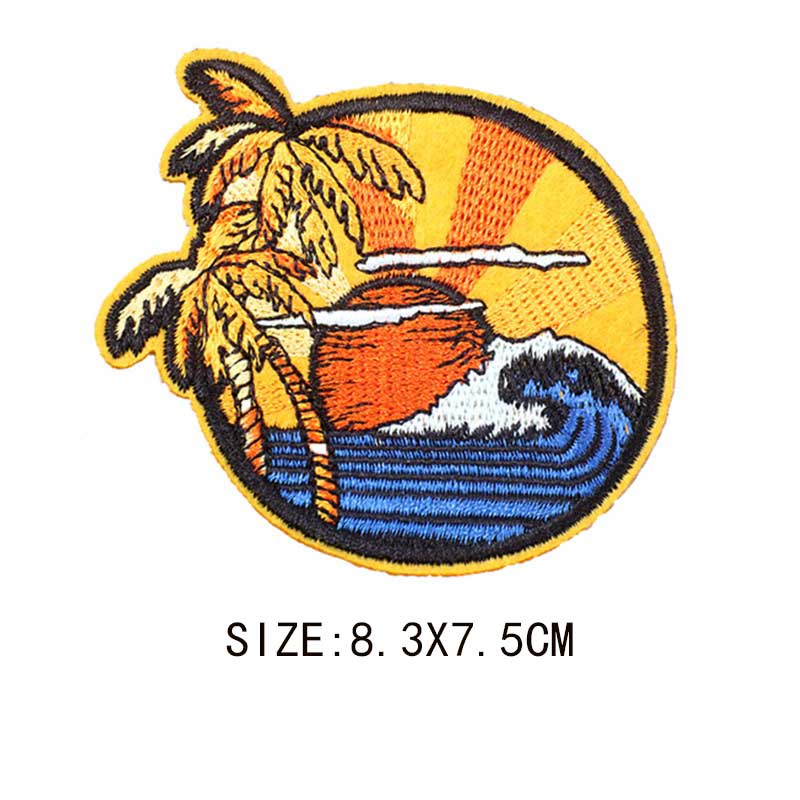 Sticker Ủi Thêu Hình Bãi Biển / Cây Dừa Độc Đáo