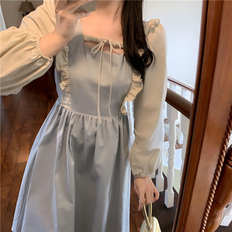2021Spring French Minority Palace Style Long-Sleeved Dress Waist Slimming Gentle Fairy Temperamental Long Dress | BigBuy360 - bigbuy360.vn
