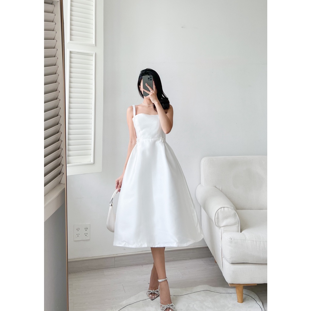 M058-Đầm tiểu thư nơ hai bên eo