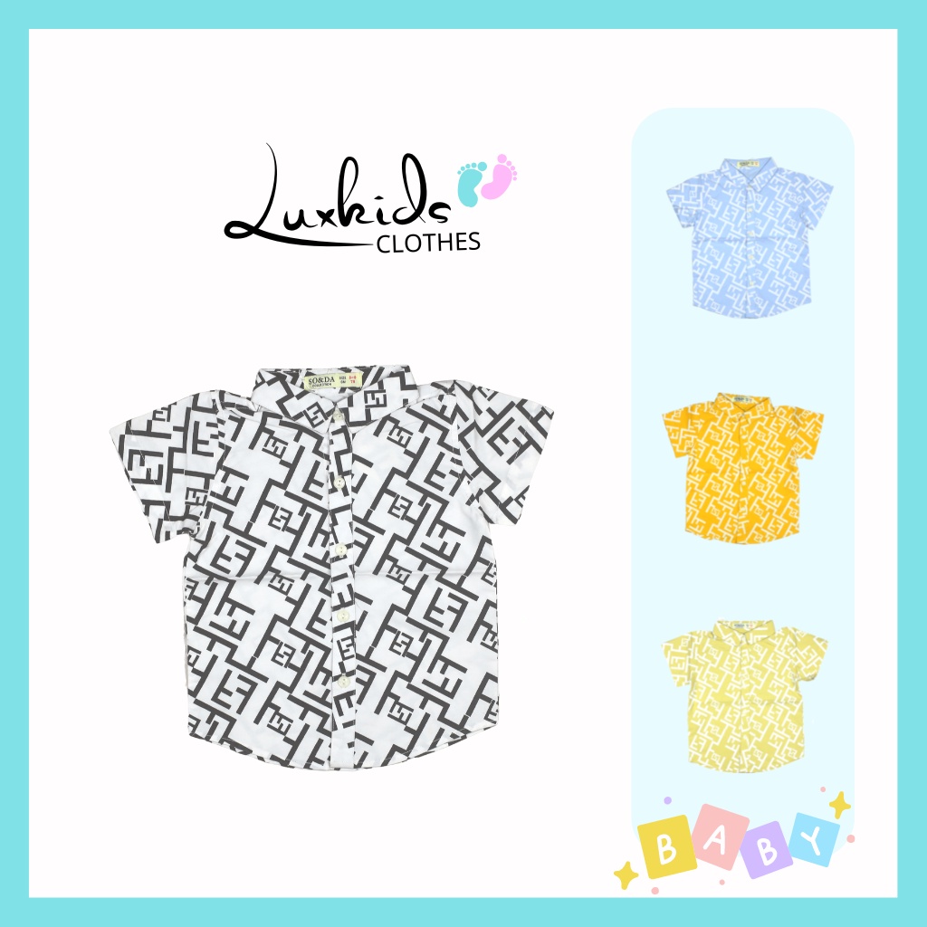 Sơ Mi Cho Bé Trai 6-12 Tuổi Cộc Tay Họa Tiết - Chất Liệu Cotton Mềm Mại, Co Giãn - Áo Đi Học Đi Chơi Cho Bé - ASMCB02