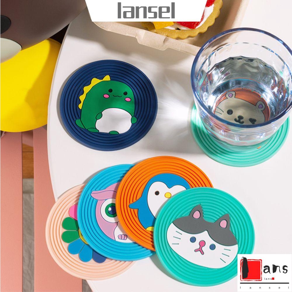 Miếng lót ly bằng silicon bền chống trượt cách nhiệt hình thú xinh xắn