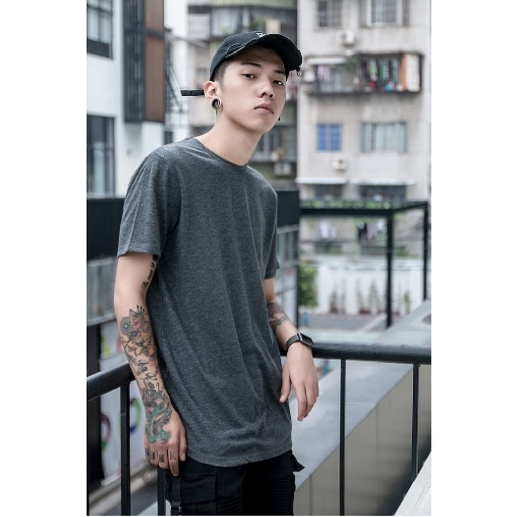 áo longtee basic màu xám / đen / trắng - áo thun longtee layer tay ngắn tà bầu unisex nam nữ chất cotton chất xịn loại 1