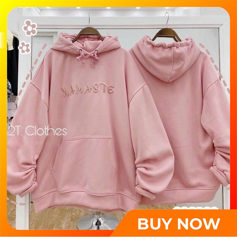 (HOT) Áo Hoodie Nỉ Ngoại Hàng Bán Chạy Tay Phồng Thêu Chữ NAMASTE Form Rộng Thoải Mái, Áo Khoác Hoodie Cute | BigBuy360 - bigbuy360.vn