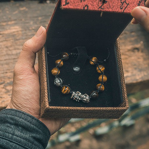 [QUÀ TẶNG/ LẮC TAY] Vòng tay phong thủy handmade thủ công đá mắt hổ vàng kim ngân tỳ hưu shamballa phật giáo