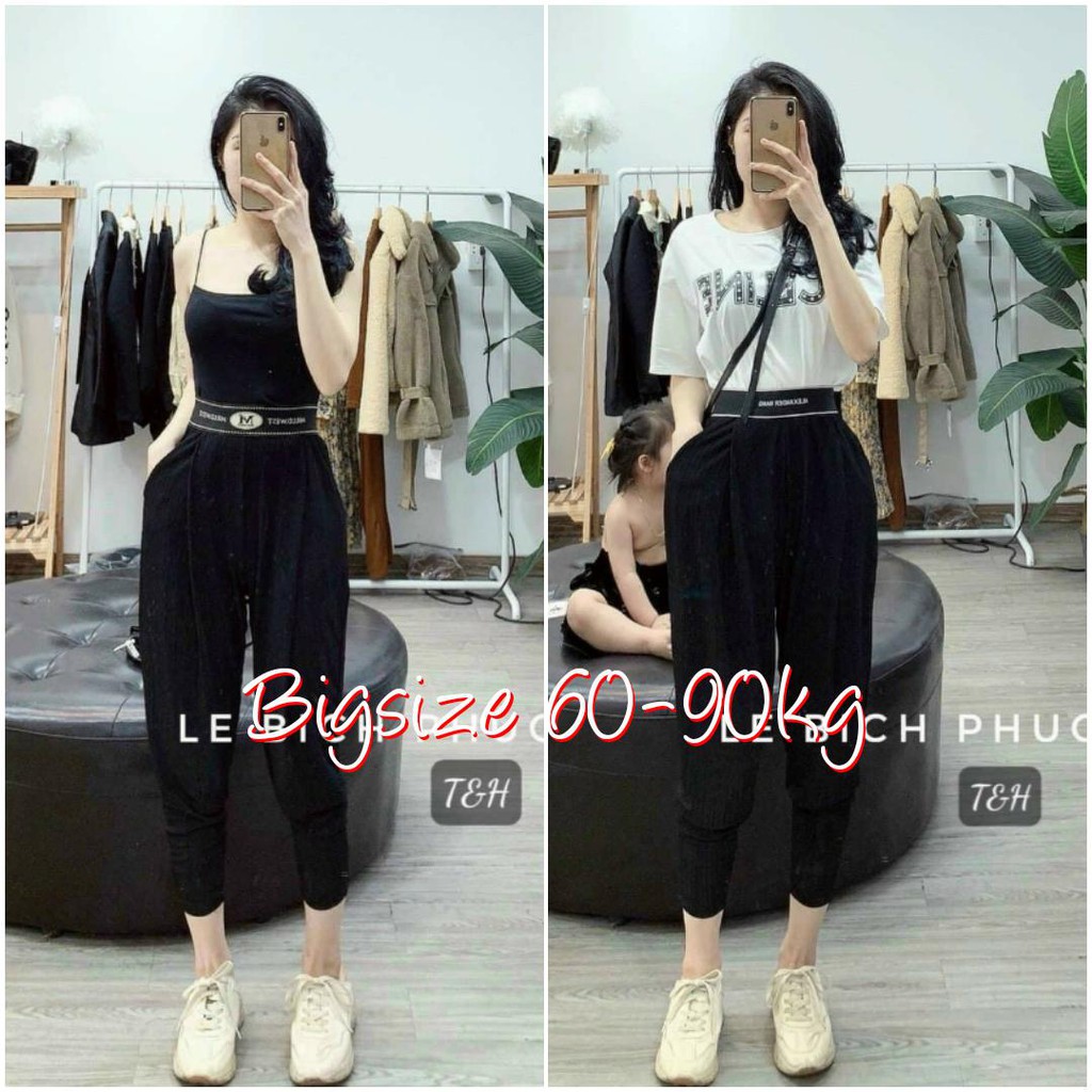 Quần Baggy BIGSIZE tăm lạnh cạp co dãn 60-90KG hàng Quảng Châu