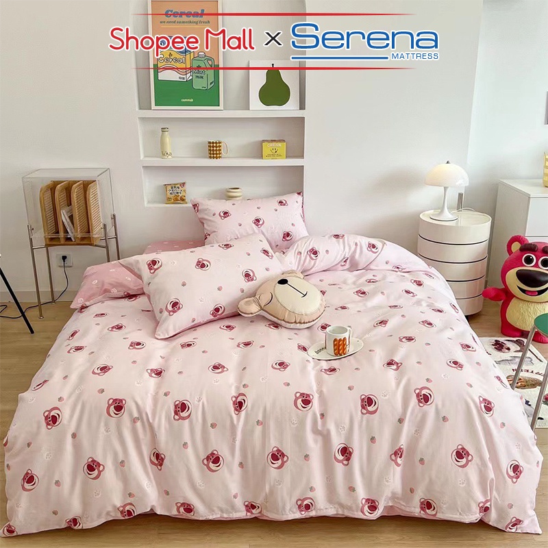 Ga Trải Nệm Chần Bông 5 Món Cotton Living SERENA Cao Cấp Ra Nệm Đệm Trải Phủ Bọc Giường Chăn Grap Drap Vỏ Gối Chính Hãng