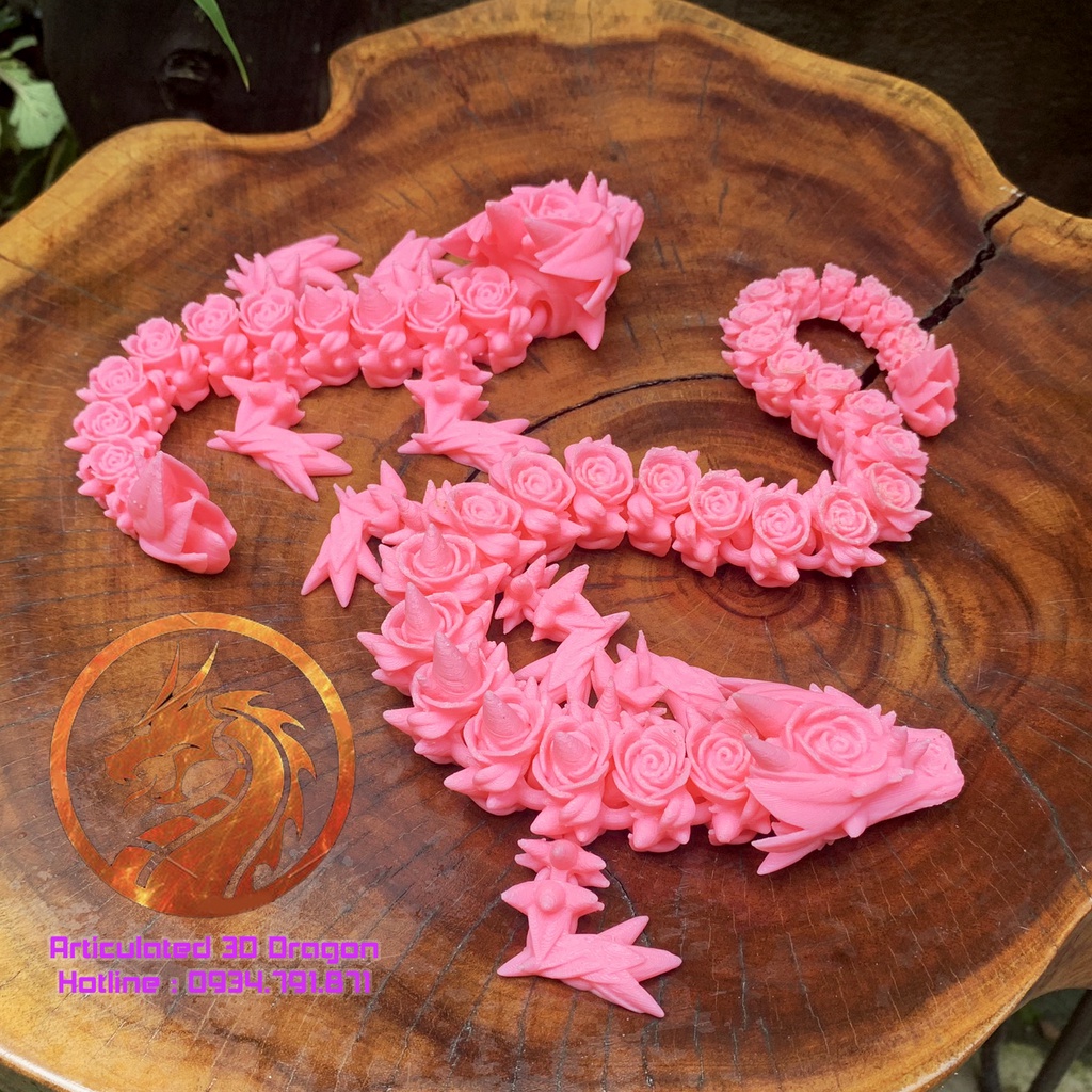 Mô Hình Rồng Rose Dragon cử động khớp linh động bằng công nghệ in 3D trang trí nhà cửa, phong thủy