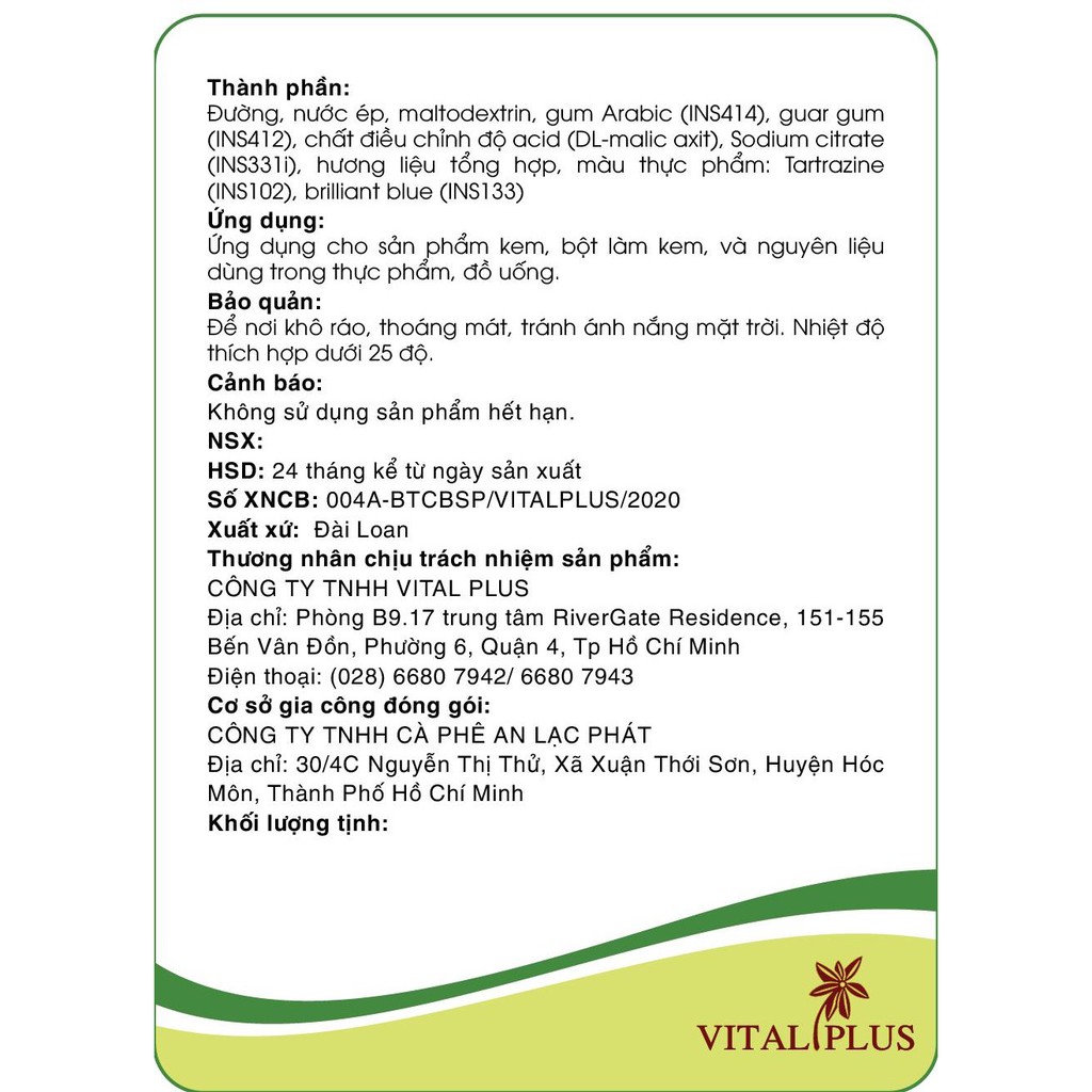 Bột trái cây - Bột dưa lưới - Green Melon - Shop Nhà Anise - Vital Plus