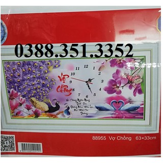 Tranh thêu chữ thập Thư pháp vợ chồng 88955 63*33cm