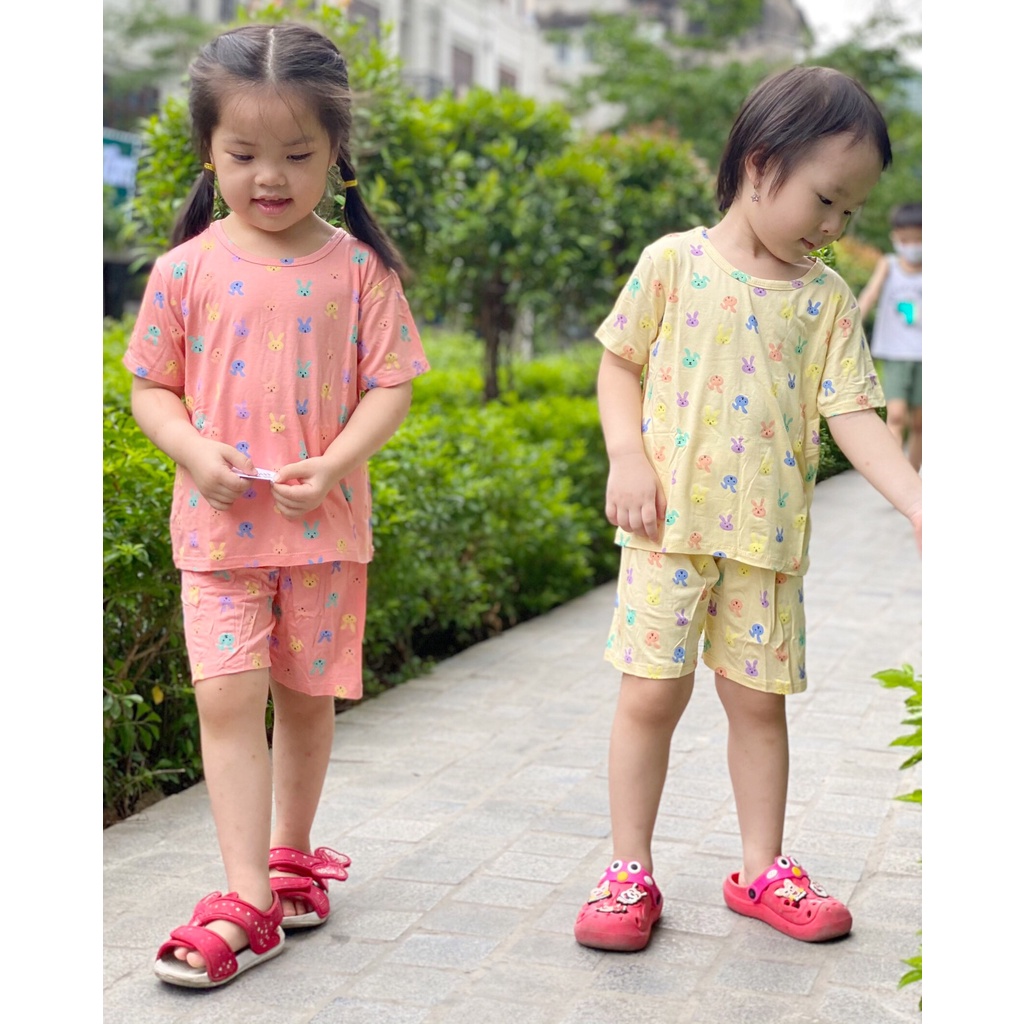 Bộ cộc tay bé thỏ | Bộ quần áo cộc tay Minky Mom chính hãng thun lạnh họa tiết bé thỏ siêu cute | Size 6-20kg