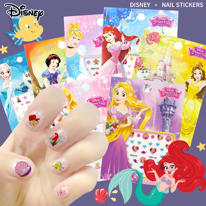 Hình dán trang trí móng tay bé gái chống nước họa tiết công chúa Disney