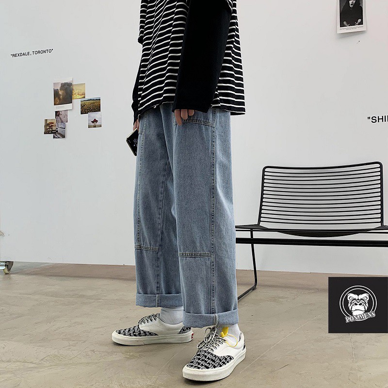 Quần jean ống suông rộng nam nữ unisex t08 2021 Pon.mens | BigBuy360 - bigbuy360.vn
