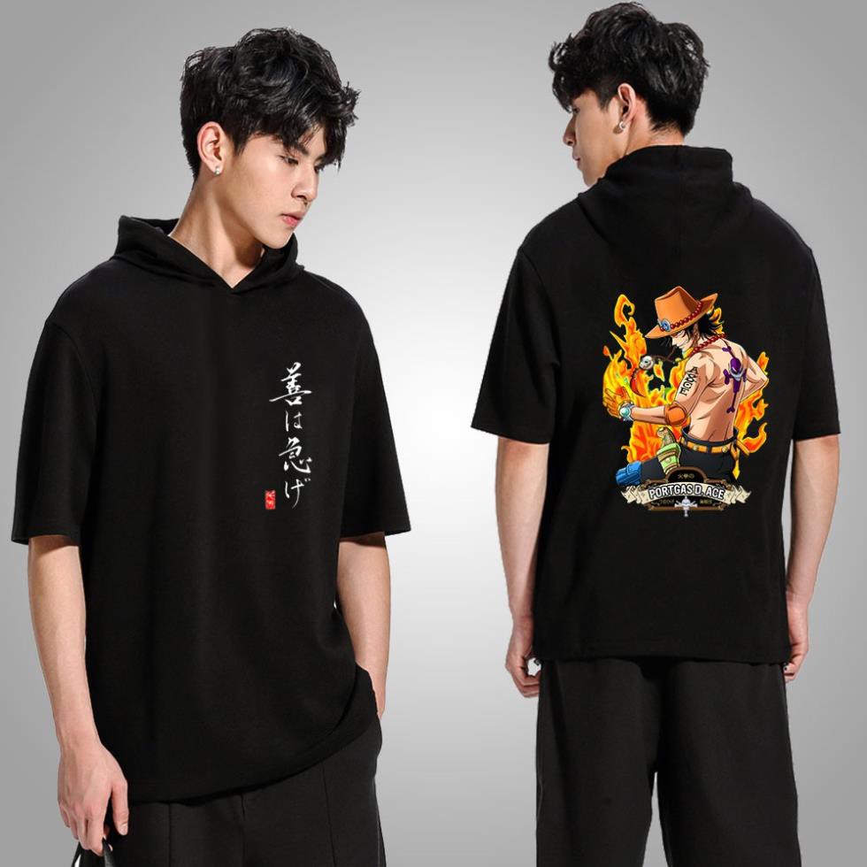 SIÊU HÓT Áo thun Hoodie tay lỡ Luffy One Piece ANime có mũ dáng unisex