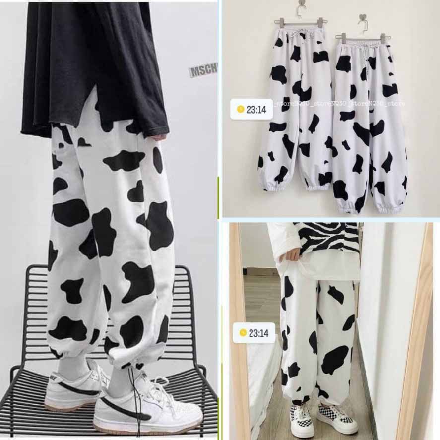 ❤️ GIÁ SỈ TẬN GÓC ❤️ SÉT BỘ BÒ SỮA QUẦN NỈ JOGGER DÂY RÚT + ÁO THUN FORM DƯỚI 70KG HỌA TIẾT TRẮNG ĐEN DÀI ĐẸP MỚI