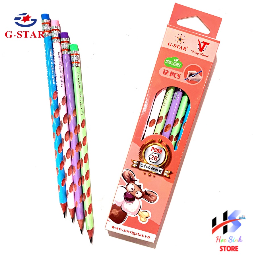 Hộp 12 cây bút chì định vị GSTAR P999 2B giúp cầm bút đúng tư thế không mỏi tay