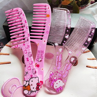 Lược Chải Tóc Nhựa Chống Tĩnh Điện Hình Mèo Hello Kitty Màu Hồng Đáng Yêu Cho Nữ