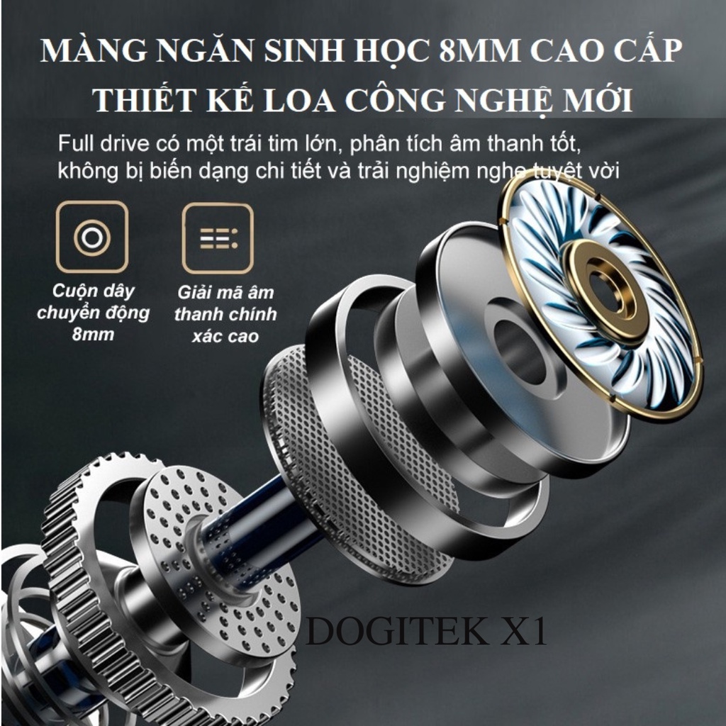 Tai nghe Gaming không dây DOGITEK X1 TWS gaming không trễ âm, có chống ồn, tích hợp Mic kèm Led RGB