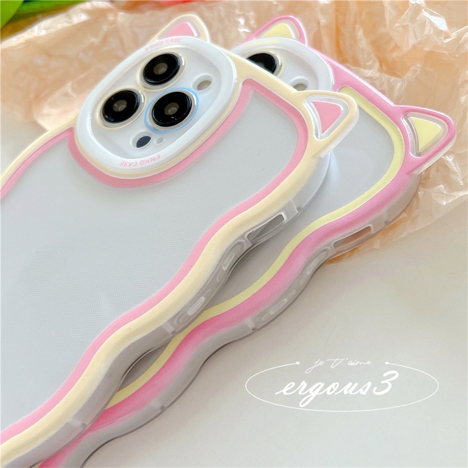 🌈Cat Ear🎁Ốp Điện Thoại Mềm Màu Macaron Trang Trí Tai Mèo Cho iPhone 14 13 12 11 Pro Max SE2020 X XR Xs Max 7 8 6 6s Plus