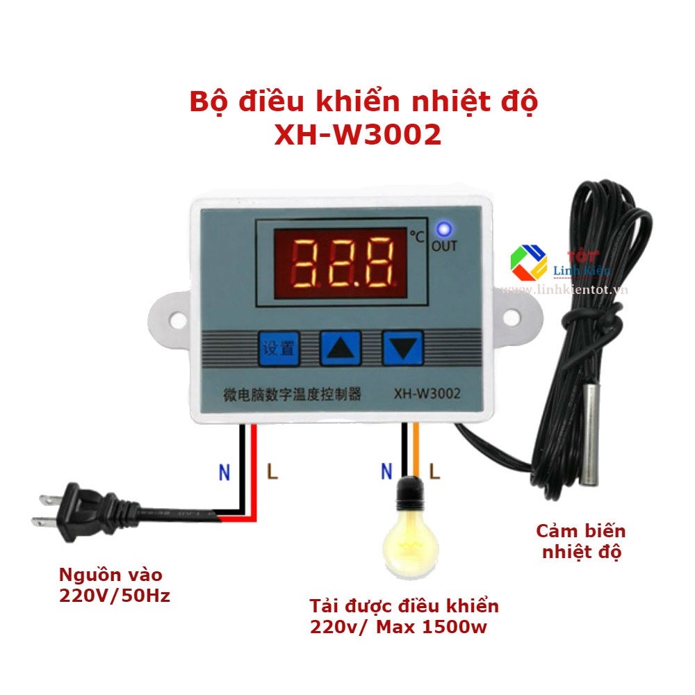 Bộ Cảm Biến - Điều Khiển Nhiệt Độ XH-W3002 AC 220V - 1500W