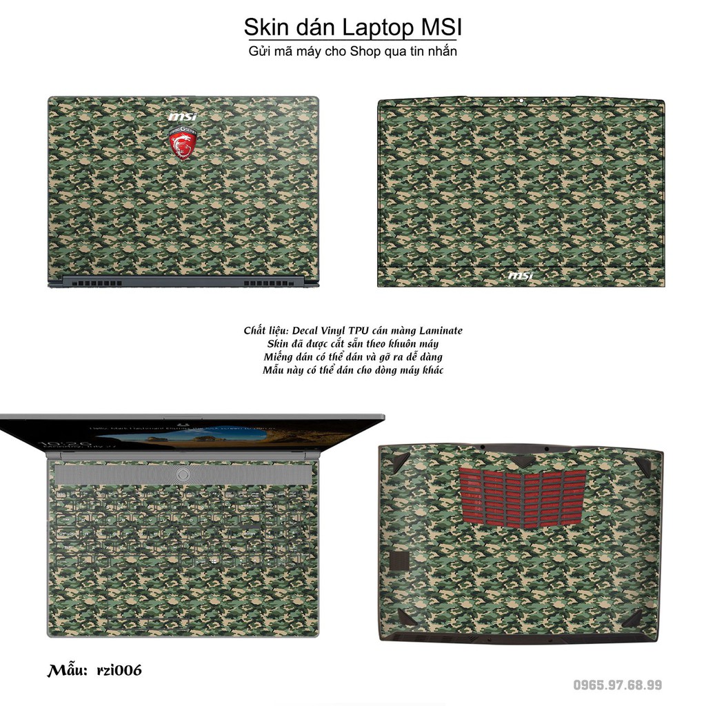 Skin dán Laptop MSI in hình rằn ri _nhiều mẫu 4 (inbox mã máy cho Shop)