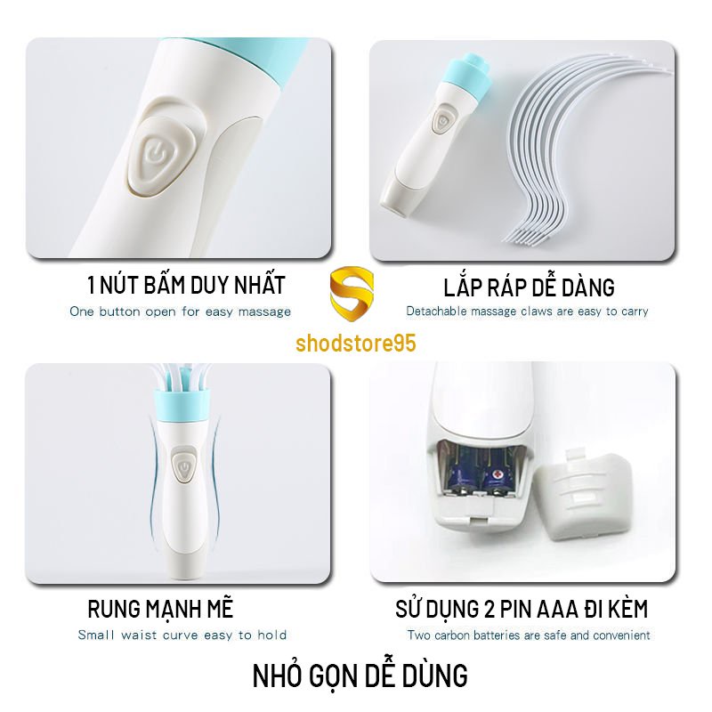 Máy mát-xa da đầu thiết kế bạch tuộc chăm sóc sức khỏe tiện lợi - Cây gãi đầu bạch tuộc rung thư giãn