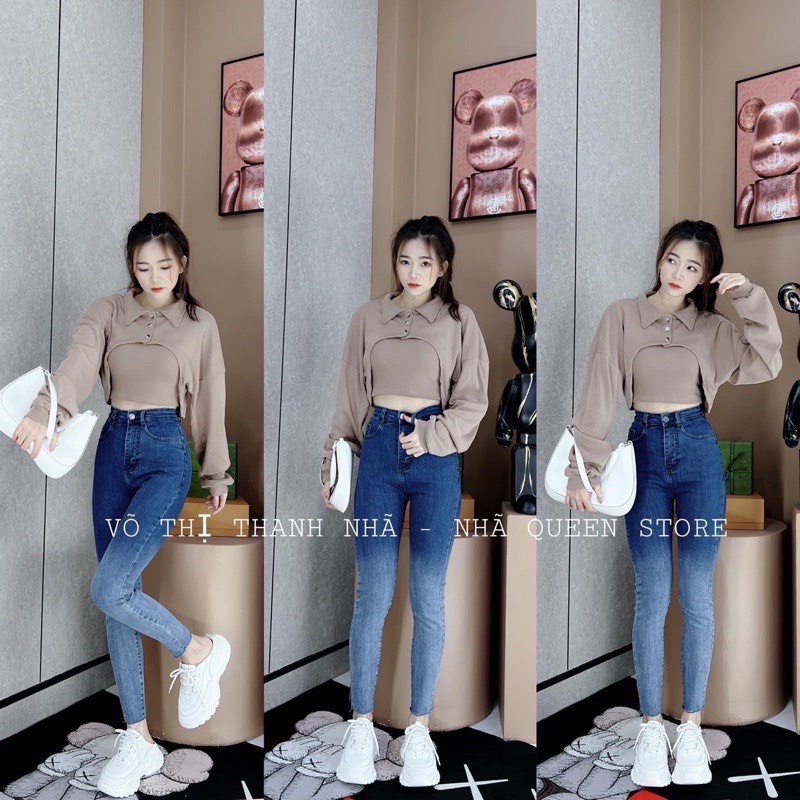 [ GIÁ RẺ ] Quần jean Ôm loang xanh đậm TC001