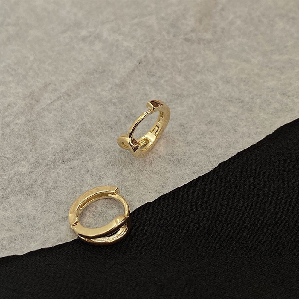 Bông tai hình tròn bằng kim loại thiết kế đơn giản thời trang cho nữ