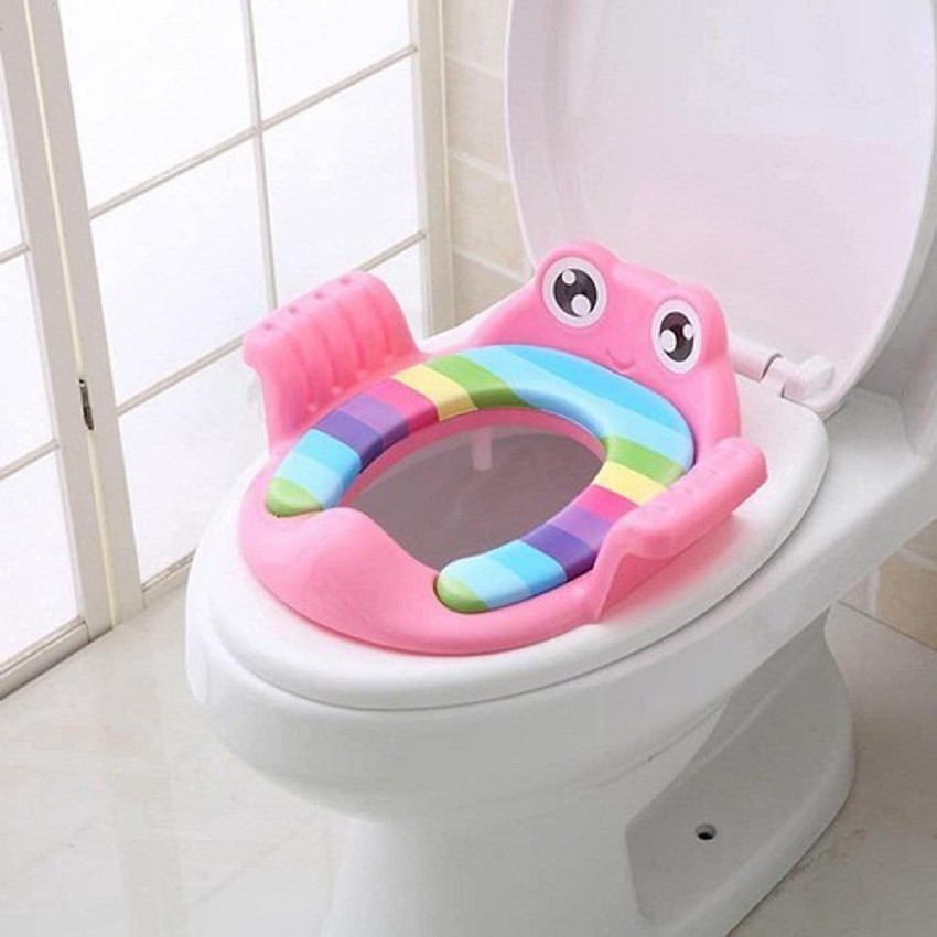 Bệ thu nhỏ bồn cầu cho bé lót ngồi toilet vệ sinh có tay vịn