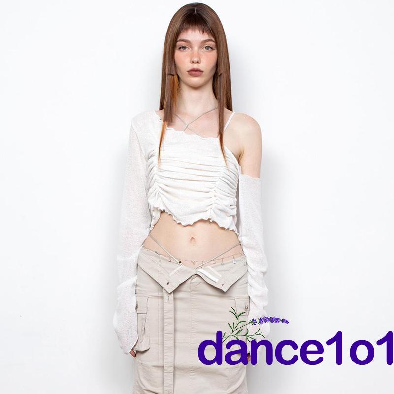 Áo Tay Dài Lệch Tà Dáng Ôm Cho Nữ 1O1-