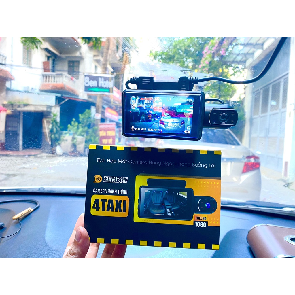 Camera hành trình ô tô 4TAXI ống kính kép 3&quot; ghi hình DVR 1080P hồng ngoại ban đêm siêu sáng Bảo hành 12 tháng