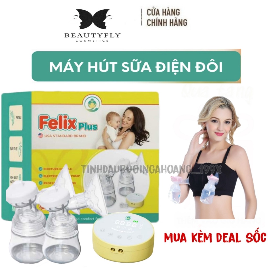 Máy hút sữa tích điện Felix Plus điện đôi có massage, hút êm, nhỏ gọn, 9 cấp độ hút chuyên sâu