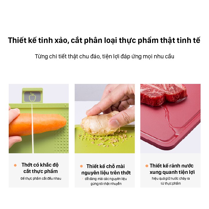 Bộ dao thớt kháng khuẩn Gevi -  Khử trùng bằng tia UV, pin sạc dự phòng tặng kèm - BH 12 THÁNG