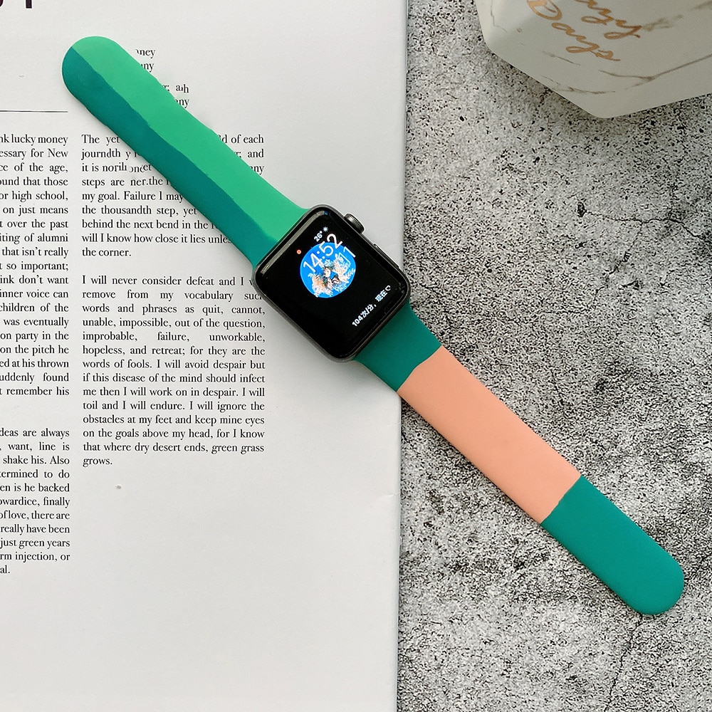 Dây đeo silicone thay thế đầy màu sắc cho Apple Watch 7 6 SE 5 4 3 2 1 44mm 40mm cho iWatch 41mm 45mm 44mm 40mm 38mm 42mm Dây đồng hồ thông minh ba màu t500 pro t55 x7 w34