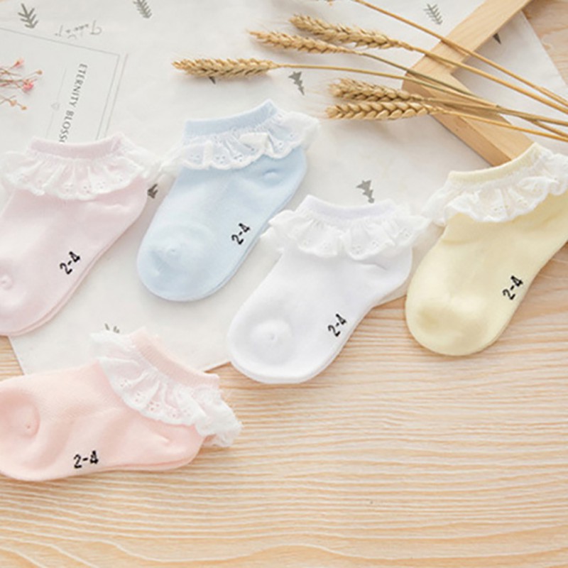 Vớ cotton phối ren đính nơ xinh xắn dành cho nữ