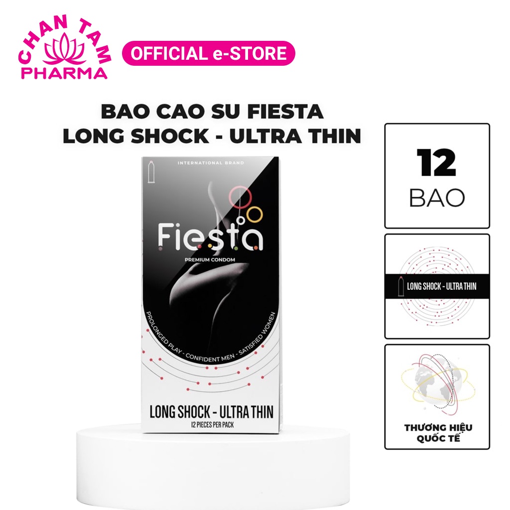 Bao cao su kéo dài - siêu mỏng Fiesta Long Shock UltraThin hộp 12 cái