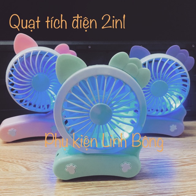 HOT 2020 Quạt mini 2in1 cầm tay và để bàn ( BÁN LỖ) siêu mát, có sạc đi kèm, quạt sạc pin, quạt tích điện