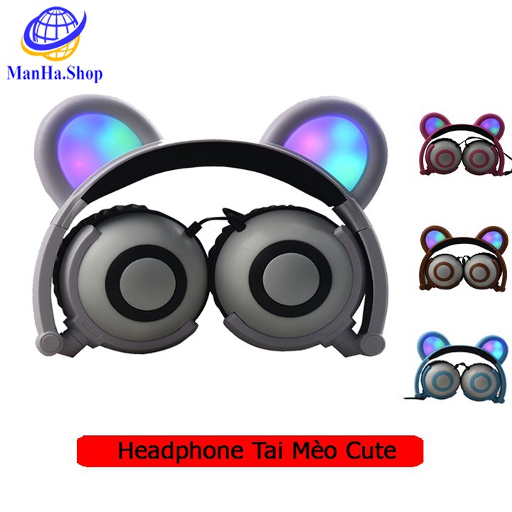 Tai nghe mèo cute dễ thương cao cấp, Headphone tai mèo cute cho nữ âm thiết kế chống ồn âm thanh trầm ấm, MDT098