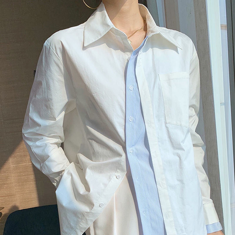 Áo sơ mi IELGY dài tay họa tiết kẻ sọc phong cách hồng kông thời trang cho nữ