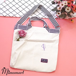 Túi tote đeo chéo size A4_kẻ đen trắng